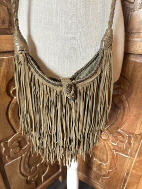 EN SHALLA leather fringe crossbody.